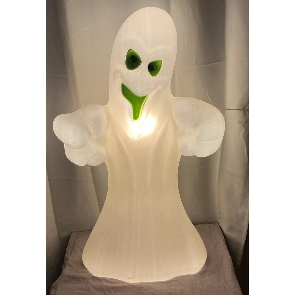 Vtg Empire Ghost Light Up Blow Mold Green Eyes Halloween Decoration 36" WORKING